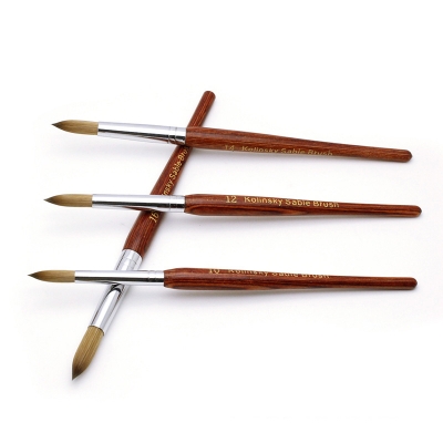 Red Wooden Handle Kolinsky Acrylic Nail Brushes