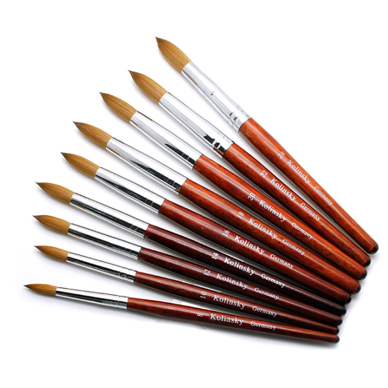 Red Wooden Handle Kolinsky Acrylic Nail Brushes