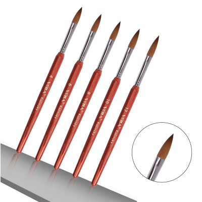 Red Wooden Handle Kolinsky Acrylic Nail Brushes