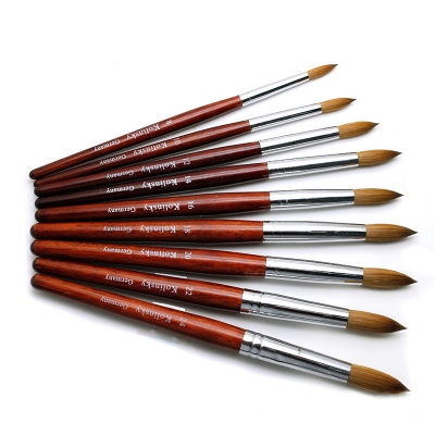 Red Wooden Handle Kolinsky Acrylic Nail Brushes