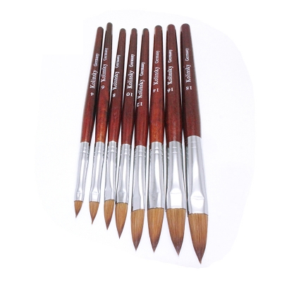 Red Wooden Handle Kolinsky Acrylic Nail Brushes