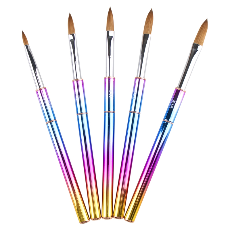 Gradient Color Alloy Aluminum Hadnle Kolinsky Acrylic Nail Brushes