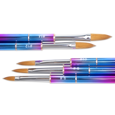 Gradient Color Alloy Aluminum Hadnle Kolinsky Acrylic Nail Brushes