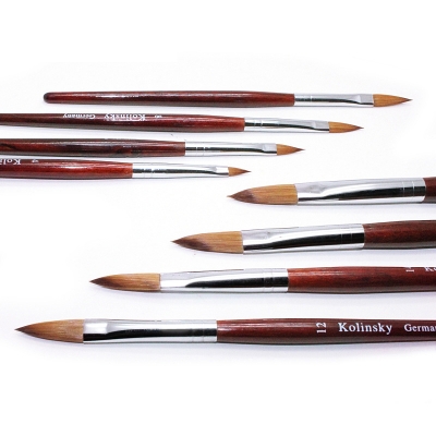 Red Wooden Handle Kolinsky Acrylic Nail Brushes