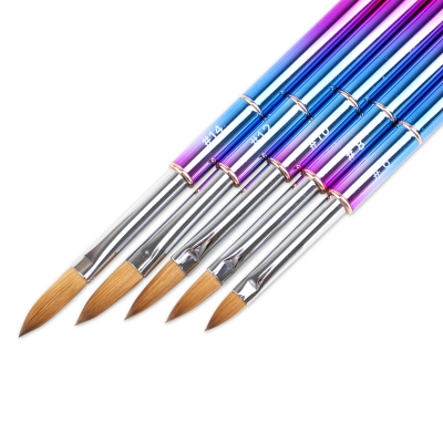 Gradient Color Alloy Aluminum Hadnle Kolinsky Acrylic Nail Brushes