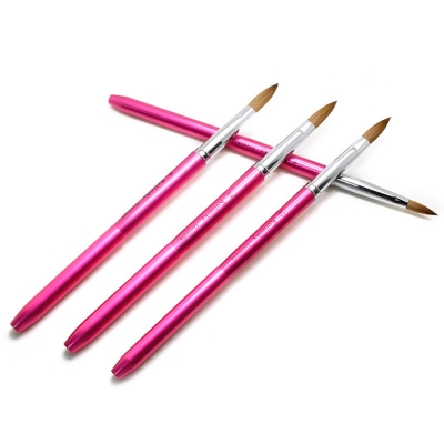 Pink Color Crystal Handle Kolinsky Acrylic Nail Brushes