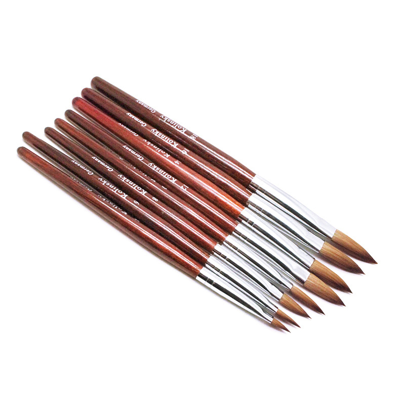 Red Wooden Handle Kolinsky Acrylic Nail Brushes