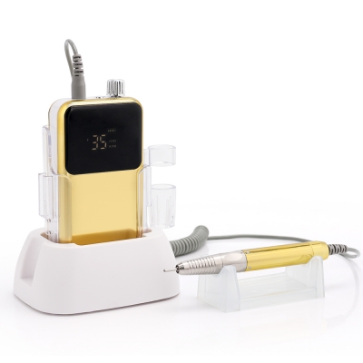 Bright Gold Color Portable And Desktop Coreless Nail Drill Machine 35.000RPM