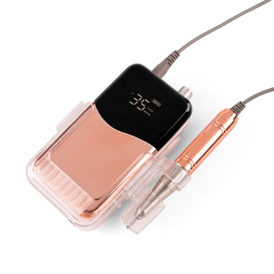 Metallic Rose Gold Color Portable And Desktop Coreless Nail Drill Machine 35.000RPM