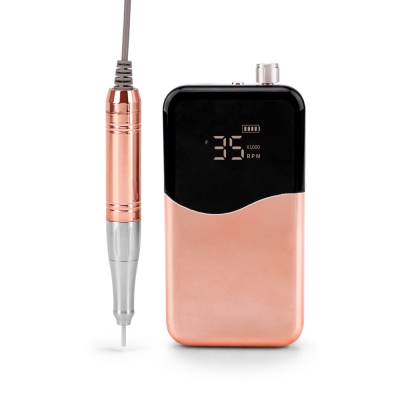 Metallic Rose Gold Color Portable And Desktop Coreless Nail Drill Machine 35.000RPM