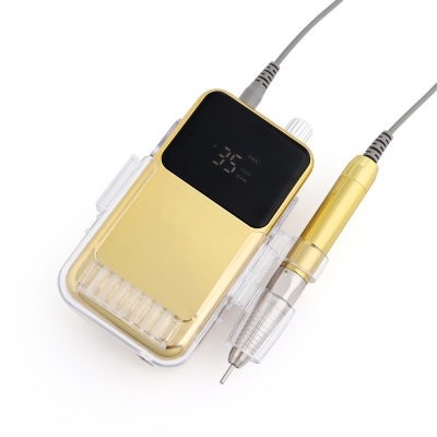 Bright Gold Color Portable And Desktop Coreless Nail Drill Machine 35.000RPM