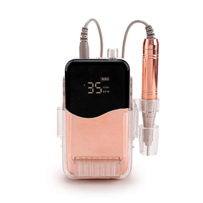 Metallic Rose Gold Color Portable And Desktop Coreless Nail Drill Machine 35.000RPM